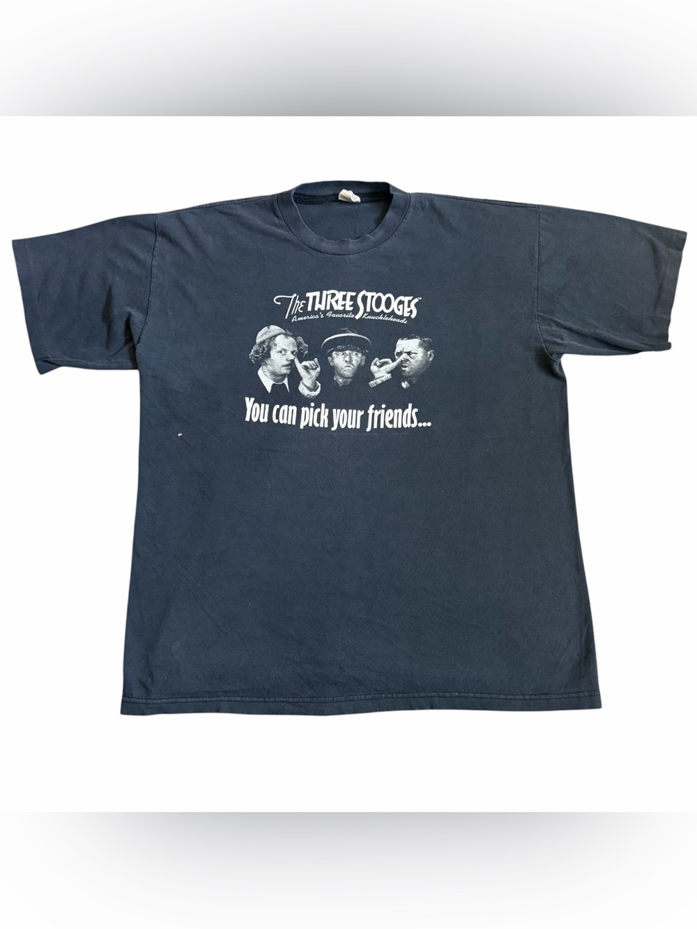 Vintage Three Stooges T Shirt Sz XL Single Stitch Faded Black 90’s Made In USA